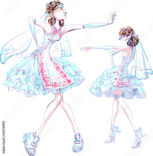 Modern fashion wedding dress in Ukrainian sports style