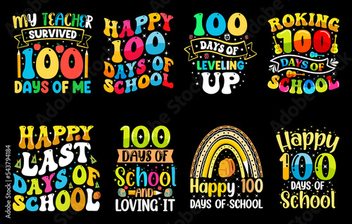 100th days of school t shirt Bundle, hundred days t shirt design set