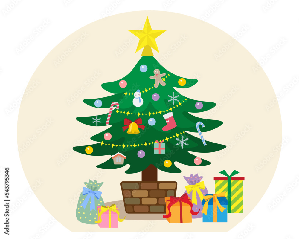 Naklejka premium クリスマスツリーとプレゼント