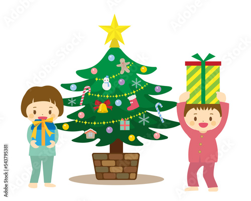 クリスマスプレゼントに喜ぶ子ども