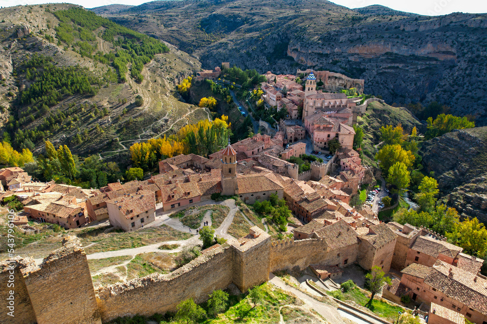 aerial-fly-over-above-the-village-of-albarrac-n-one-of-the-los-pueblos