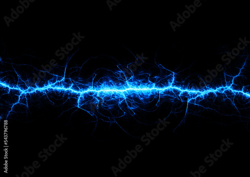 Blue fractal lightning background, electrical abstract