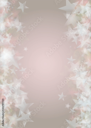 Vector Shiny Stars Confetti on Pink Background with Silver and White Light Spots. Magic Shiny Pastel Print. Baby Print. Gentle Stardust Pattern. Sparkle Festive Cover Design...