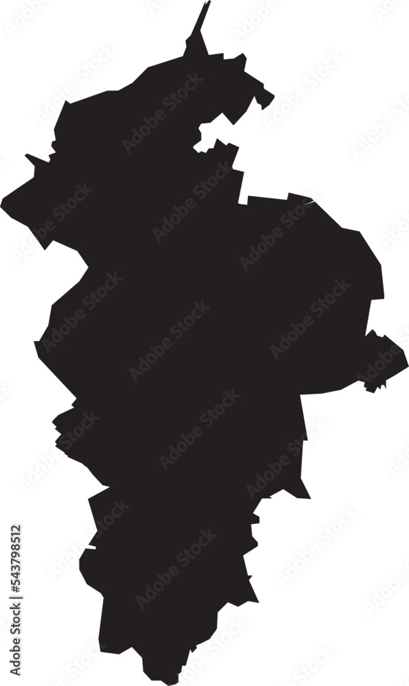 Black flat blank vector map of the German regional capital city of ZWICKAU, GERMANY