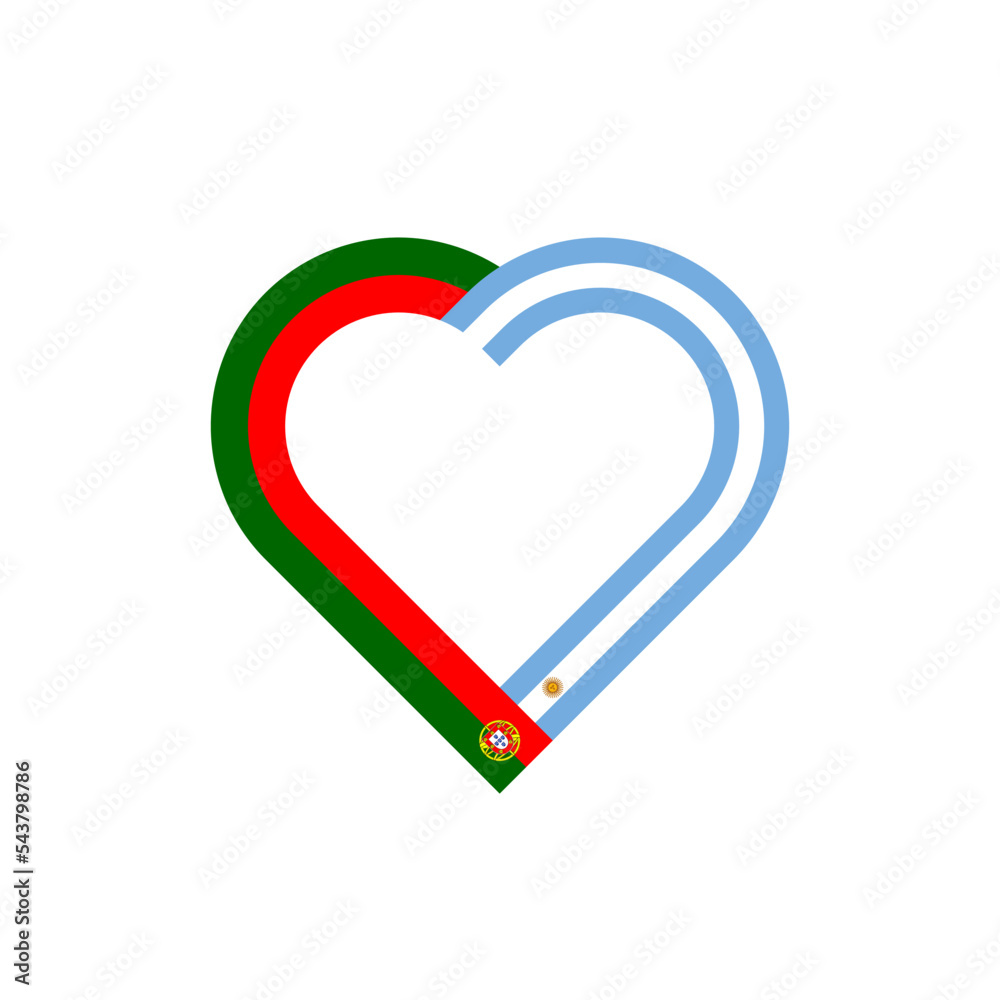 friendship concept. heart ribbon icon of portuguese and argentinian flags. vector illustration isolated on white background friendship concept. heart ribbon icon of portuguese and argentinian flags. vector illustration isolated on white background