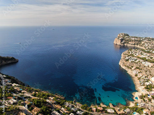 Beautiful panoramic view of the seacost of a beach in Majorca with an amazing turquoise sea,. Concept of summer, travel, relax, hotel, holiday