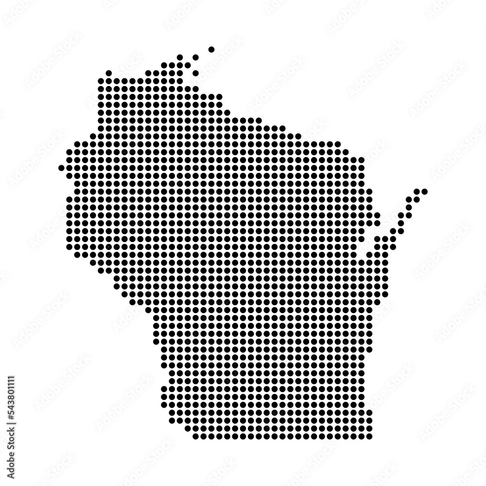 Obraz premium Wisconsin map shape, united states of america. Flat concept icon symbol vector illustration