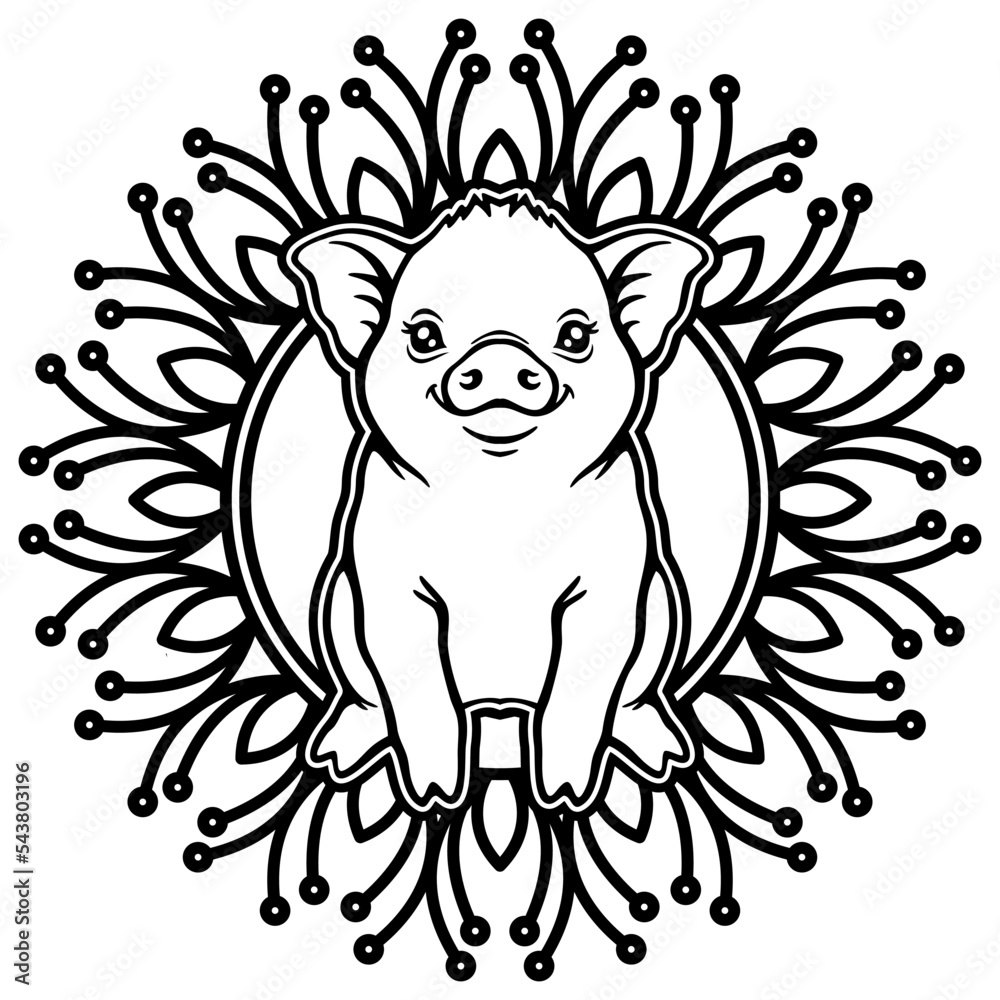 Obraz premium Cute Pig Illustration, Pig Silhouette