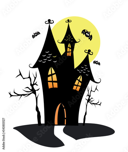 An spooky house whit bats halloween illustrator photo