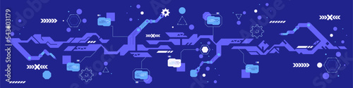 Hi-tech digital technology and engineering theme Industry 4.0 intelligence technology with robotic arm. Smart industrial revolution in factory process, Isolated flat vector illustration background
