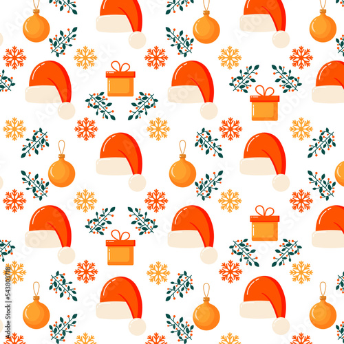 Seamless pattern witn christmas and new year elemets