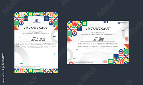 Modern certificate design with mosaic theme