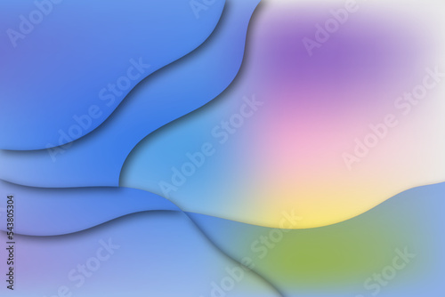 Multicolor Abstract gradient wave background, papercut style