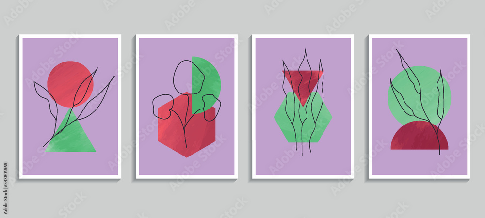 Botanical poster vector set. Plant design for print