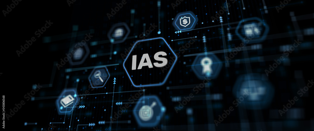 IAS International Accounting Standards. Financial statements mixed media - obrazy, fototapety, plakaty 