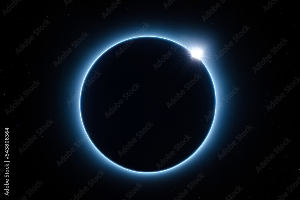 Solar eclipse on a black background - obrazy, fototapety, plakaty 