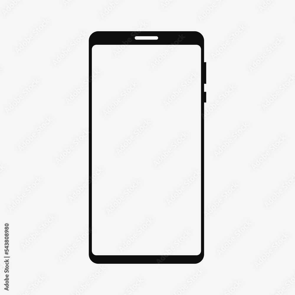 Smartphone without notch mockup with white blank screen. Solid black silhouette cellphone icon. Flat vector illustration isolated on white background. Smartphone without notch mockup with white blank screen. Solid black silhouette cellphone icon. Flat vector illustration isolated on white background.