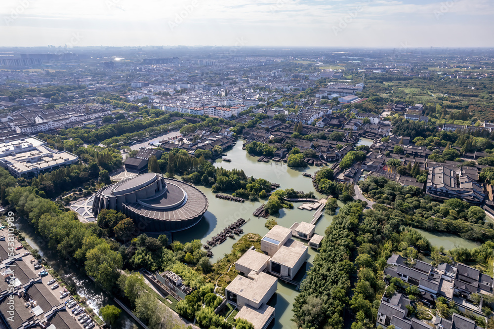 Obraz premium Panoramic aerial photography of Wuzhen, China