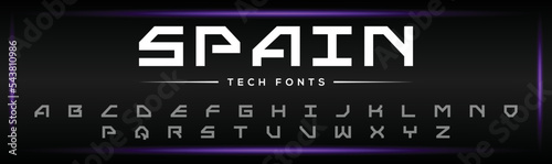 SPAIN minimal creative Tech Letter typography Concept and Luxury vector font typeface Logo Design.