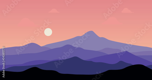 pink and blue gradient mountain nature background illustration