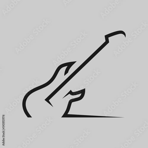 Electric guitar symbol on gray backdrop. Design element