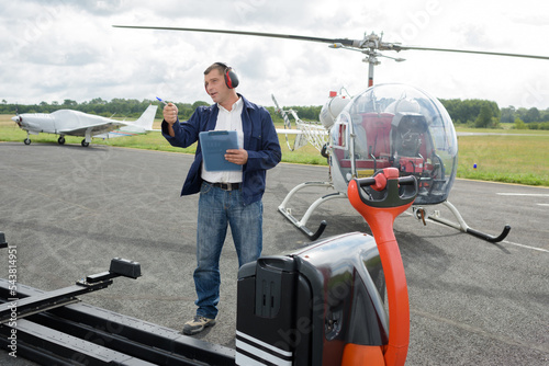 Photography a man working with helicopter