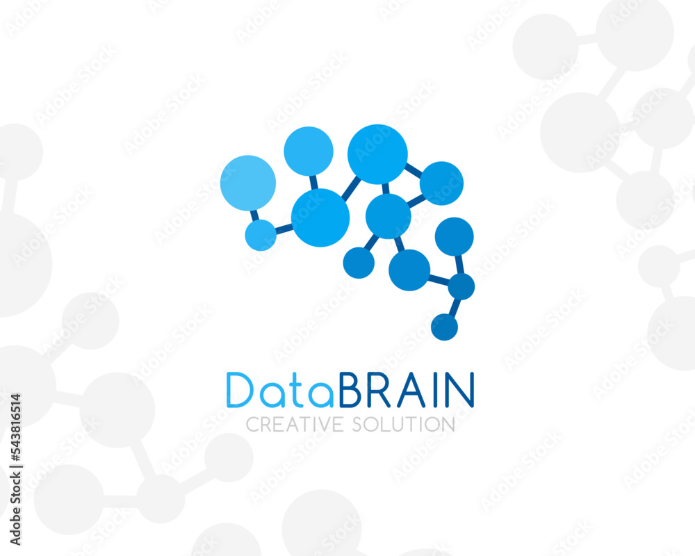 Digital brain logo template. Blue colors. Digital brain logo template. Blue colors.