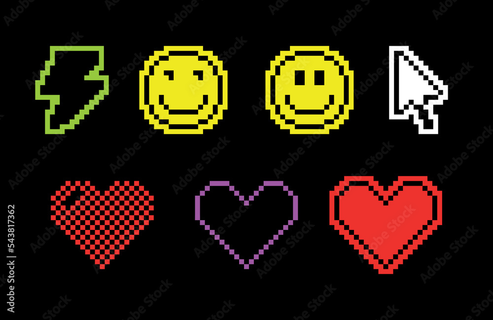 pixel art deco set of vector illustration Stock Vector | Adobe Stock