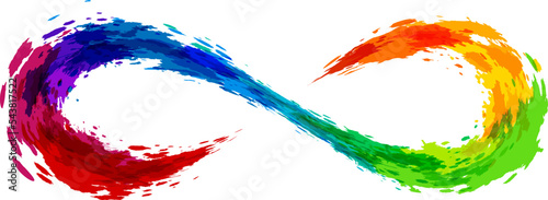 Rainbow splash vector illustration. Infinity sign.