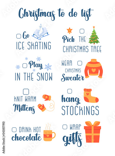 Christmas to do list planner with winter activities