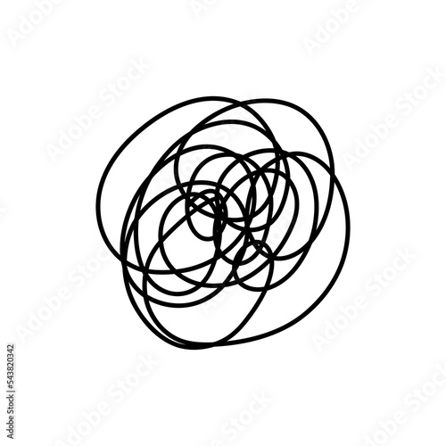 Complex line. Complicated way. Messy ball concept. Loading idea vector process.