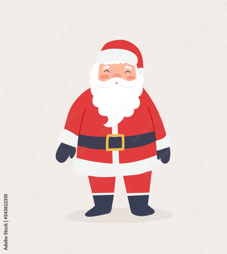 Funny Santa Claus character with gifts isolated. Merry Christmas and New Year cartoon vector illustration. Winter holidays design element for Xmas greeting card, invitation, banner Funny Santa Claus character with gifts isolated. Merry Christmas and New Year cartoon vector illustration. Winter holidays design element for Xmas greeting card, invitation, banner