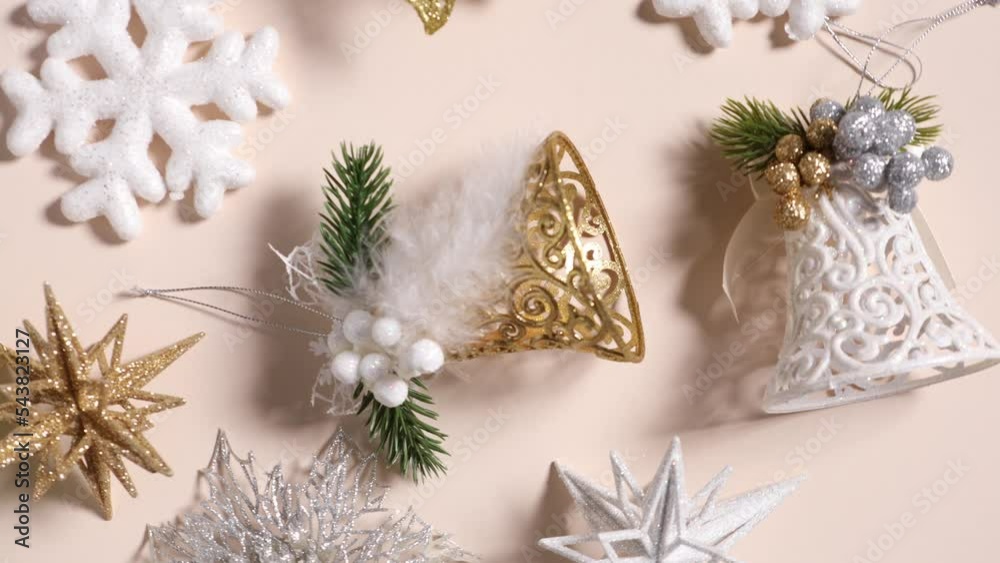 christmas decoration bells on beige surface christmas decoration bells on beige surface