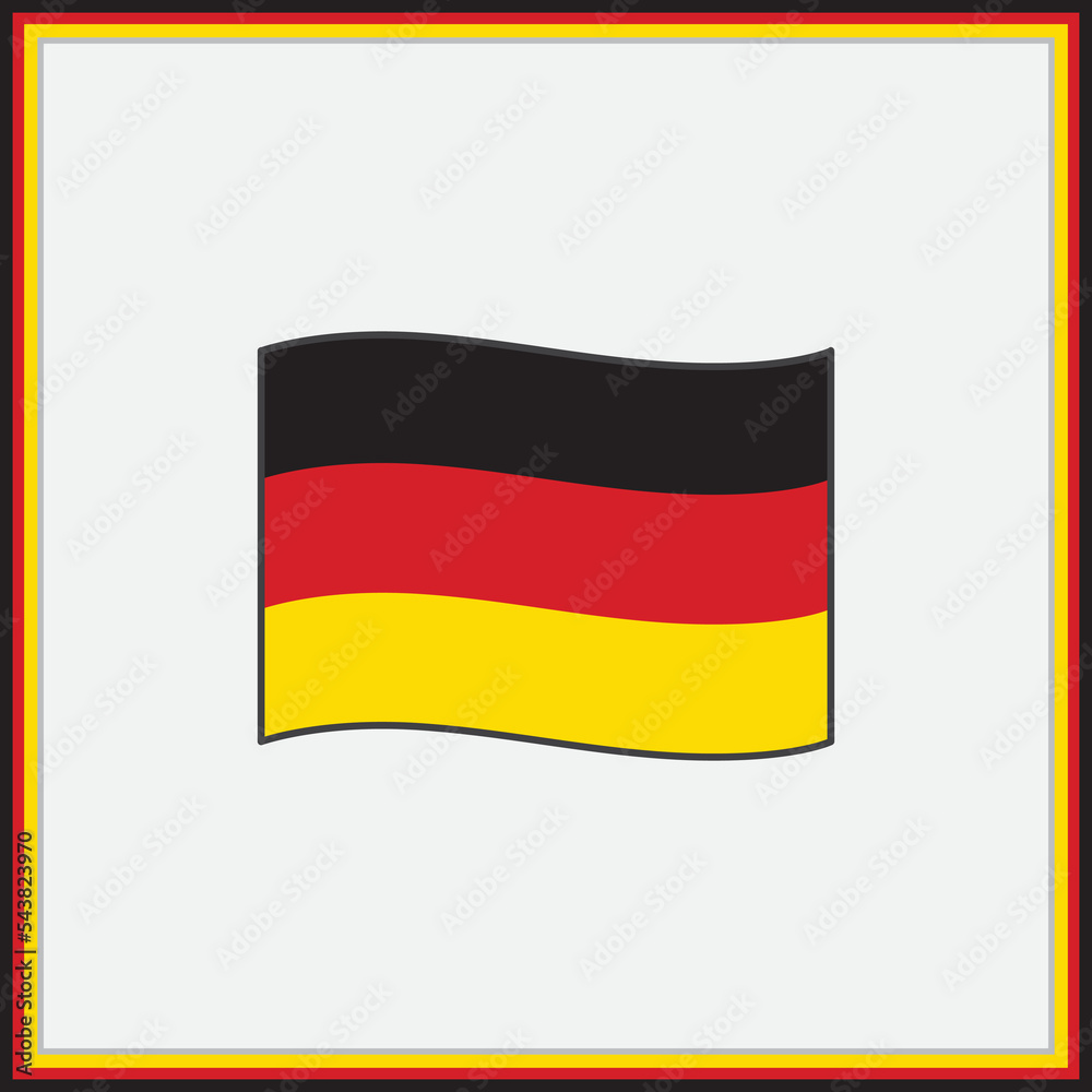 Obraz premium Germany Flag Cartoon Vector Illustration. Flag of Germany Flat Icon Outline. National Germany Flag