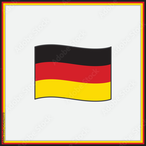 Germany Flag Cartoon Vector Illustration. Flag of Germany Flat Icon Outline. National Germany Flag