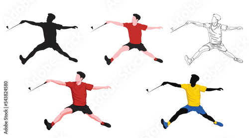 boys playing badminton vector illustration isolated on white background. Friends sport fun. Badminton players in action. 