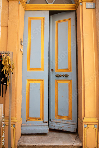 Door detail  of a house in the town of Ile Rousse Corsica Balagne © jeancliclac