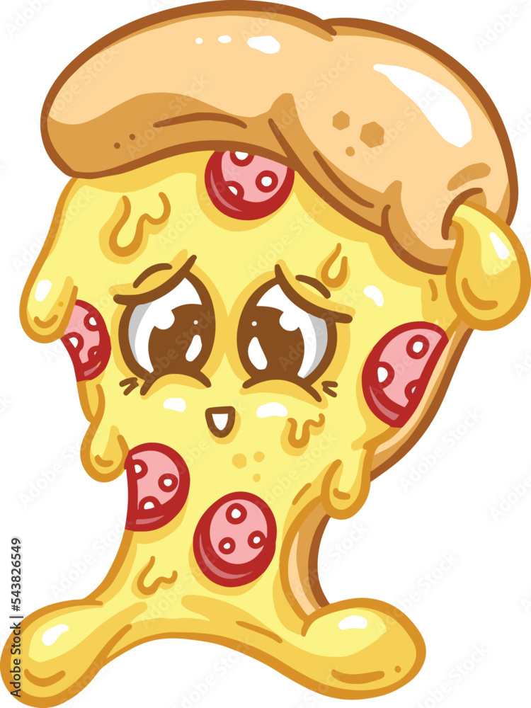 Cute Cartoon Pizza Slice Pepperoni Emoji Face Illustration for a Mascot or Logo Design Stock