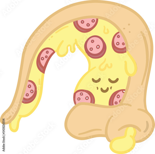 Cute Cartoon Pizza Slice Pepperoni Emoji Face Illustration for a Mascot or Logo Design