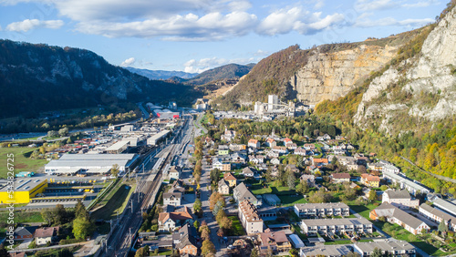 Aerial view over villages Peggau and Deutschfeistritz in Austria on a beautiful autumn day © Photofex