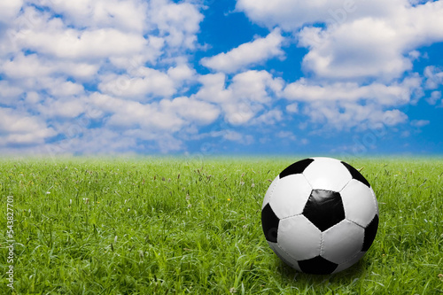 soccer ball on a pitch, FIFA world cup Qatar 2022 © Visualmind