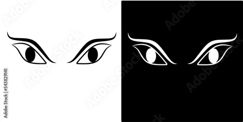 angry eye illustration vector, isolated on black and white background design