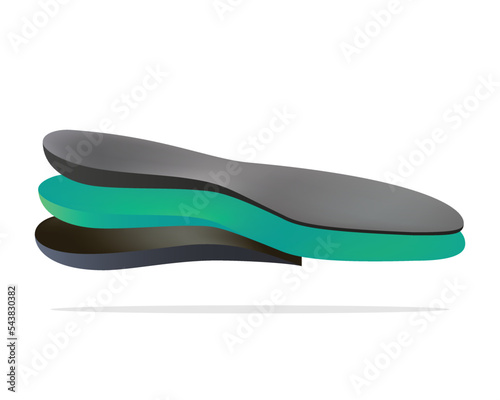 Comfortable shoes arch support insoles vector illustration. Vector design for three-layered shoe arch support insole.