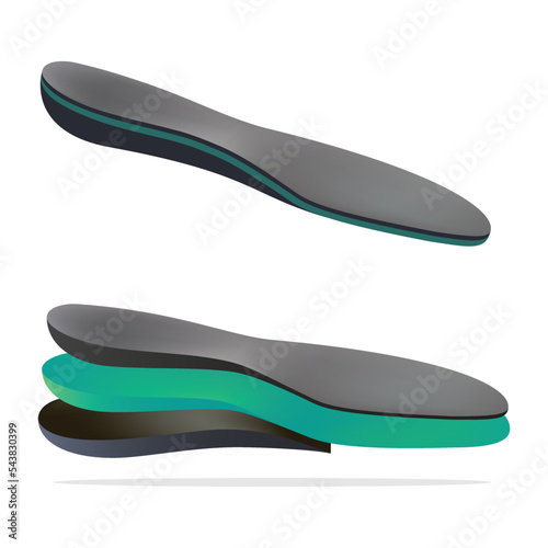 Comfortable shoes arch support insoles vector illustration. Vector design for three-layered shoe arch support insole.