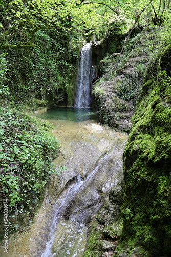Waterfall of Pozze del Diavolo. Roccantica, Italy photo