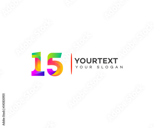 Number 15 logo icon design template elements