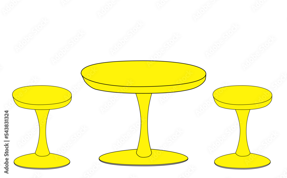 sixtie’s style table and stools with white background sixtie’s style table and stools with white background