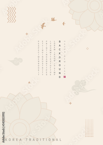 Template with Korean tradition pattern background. Brochure
