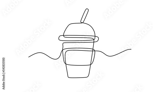 One line Coffee to go. Continuous line sketch