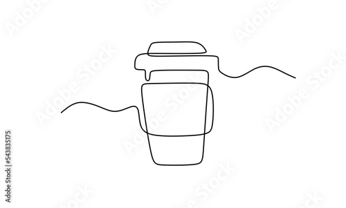 One line Coffee to go. Continuous line sketch